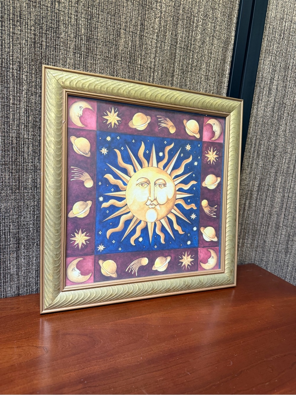 Sun Face vintage 1990s Celestial Wall Art by Mary Beth Zeitz